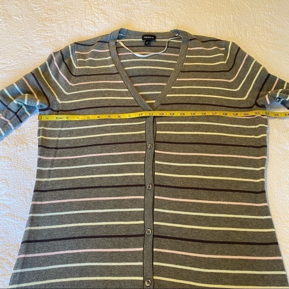 Torrid Pastel Stripe & Gray Button Front Boyfriend Cardigan - 1X - Picture 11 of 14